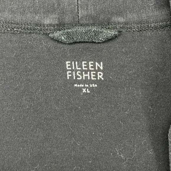 EILEEN FISHER Cardigan XL Stretch Organic Cotton Open Front Washed Black USA - Picture 5 of 16
